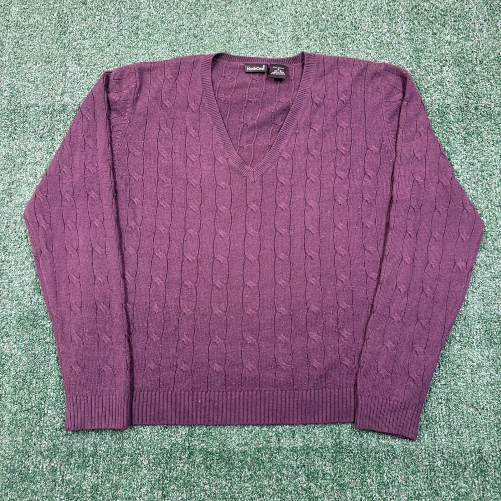 NorthCrest Cable Knit V-Neck Sweater